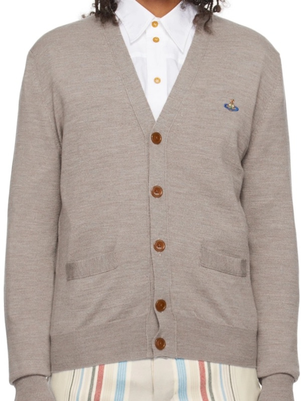 Authentic Vivienne Westwood Unisex Wool Cardigan Stone Grey XXL Fall 26 #047